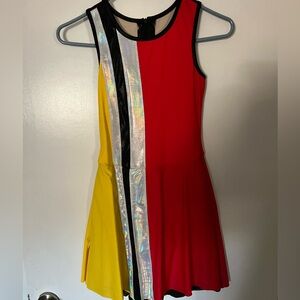 Colorblock Skating Dress with Metallic Stripe